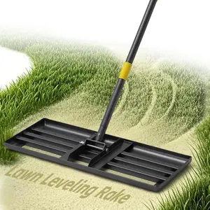 Lawn Leveling Rake 30"x10" Large Duty Lawn Leveler with 5FT Long Handle Proffesional Yard Leveling Rake for Soil Dirt Sand Compost Efficient Lawn Leveling Tool