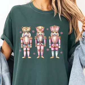Pastel Nutcracker Christmas Tshirt, Comfort Colors® Nutcrackers Holiday Tee Shirt