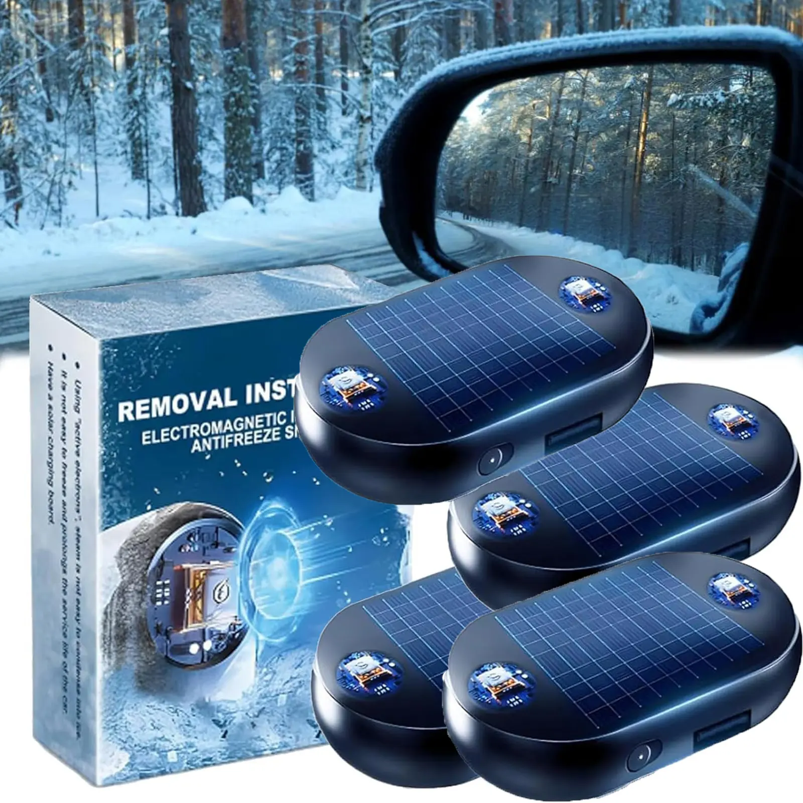 4 Pcs Car Interference Antifreeze Instrument, Antifreeze Electromagnetic Car Snow Removal Device, Electromagnetic Anti-Freezing Device, Anti Freeze Auto Snow Removal Device for Cars