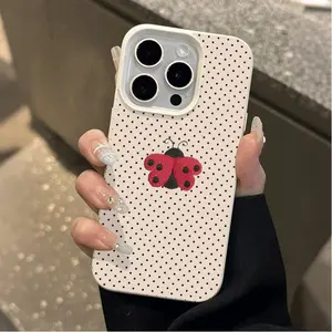 1pc Seven-spotted ladybug polka dot UV printed phone case, suitable for iPhone 17-11 Pro Pro Max Plus, trendy gift for all occasions