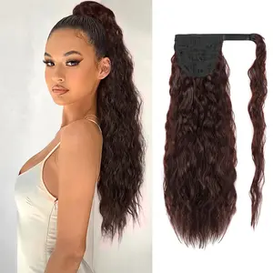 Corn Wave Ponytail Extension Clip in - 22 Inch Long Wavy Curly Synthetic Hairpiece for Women Heat Resistant High-Quality Fiber Natural Look Flipover Quick Weave Glueless Pre Style
