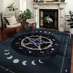 Vintage Deep Magic Array Print Carpet, Large Area Living Room Bedroom Decorative Rug, Washable Non-Slip Plush Mat, Home Decor