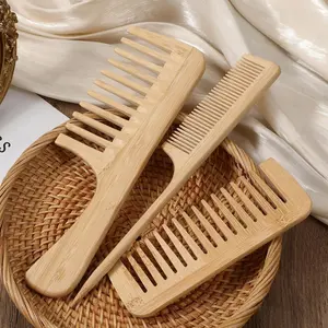 Handmade Bamboo Anti-Static Combs Set, Natural Bamboo Comb for Women Men Hair, Beard Wood Combs for Teasing Strands & Post Styling