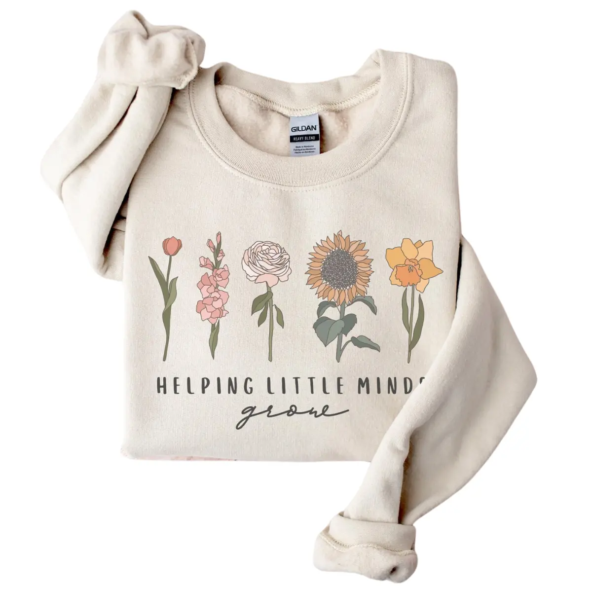 Teacher Sweatshirt Wildflower Daycare Teacher Shirt, Back to School, Matching Gift for Teacher Sweater Floral Shirt 0q7b8 Round Neck Casual
