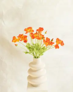 23.6'' Orange Red Faux Poppy Flower - Silk Poppy Flower Stem for Vase, DIY Floral Arrangement, Wedding Centerpiece, Home Decor, Gift For Her