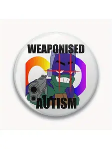 1Pc DIY Craft Buckle - 44mm (1.73 in) ROTTMNT Rise of the Ninja Turtles Donnie Donatello Weaponised Autism Sticker Pin for Bags, Jackets & Gifts, Holiday Gifts, Party Gifts