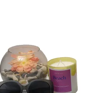 Ella & Lucy Beach Bum Candle - Tropical Fragrance with Strawberries Pineapple & Coconut Scented Beeswax Candle for Relaxation