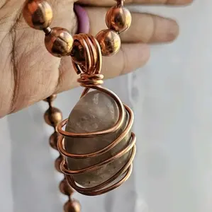 Smoky Quartz Chunky Ball Chain Crystal Necklaces,  Gemstone Pendant Necklace, Cleansing, Stability, Grounding, Balance Spiritual Jewelry [Made-to-Order]