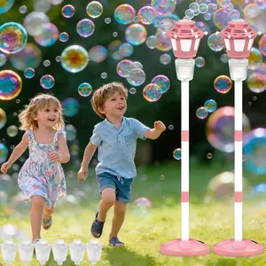 2 Pack Bubble Machine for Kids, Bubble Blower with Light & Battery, 40 Inch Toys for, Toddlers, Sibling Gifts (Includes 6 Solution), Pink