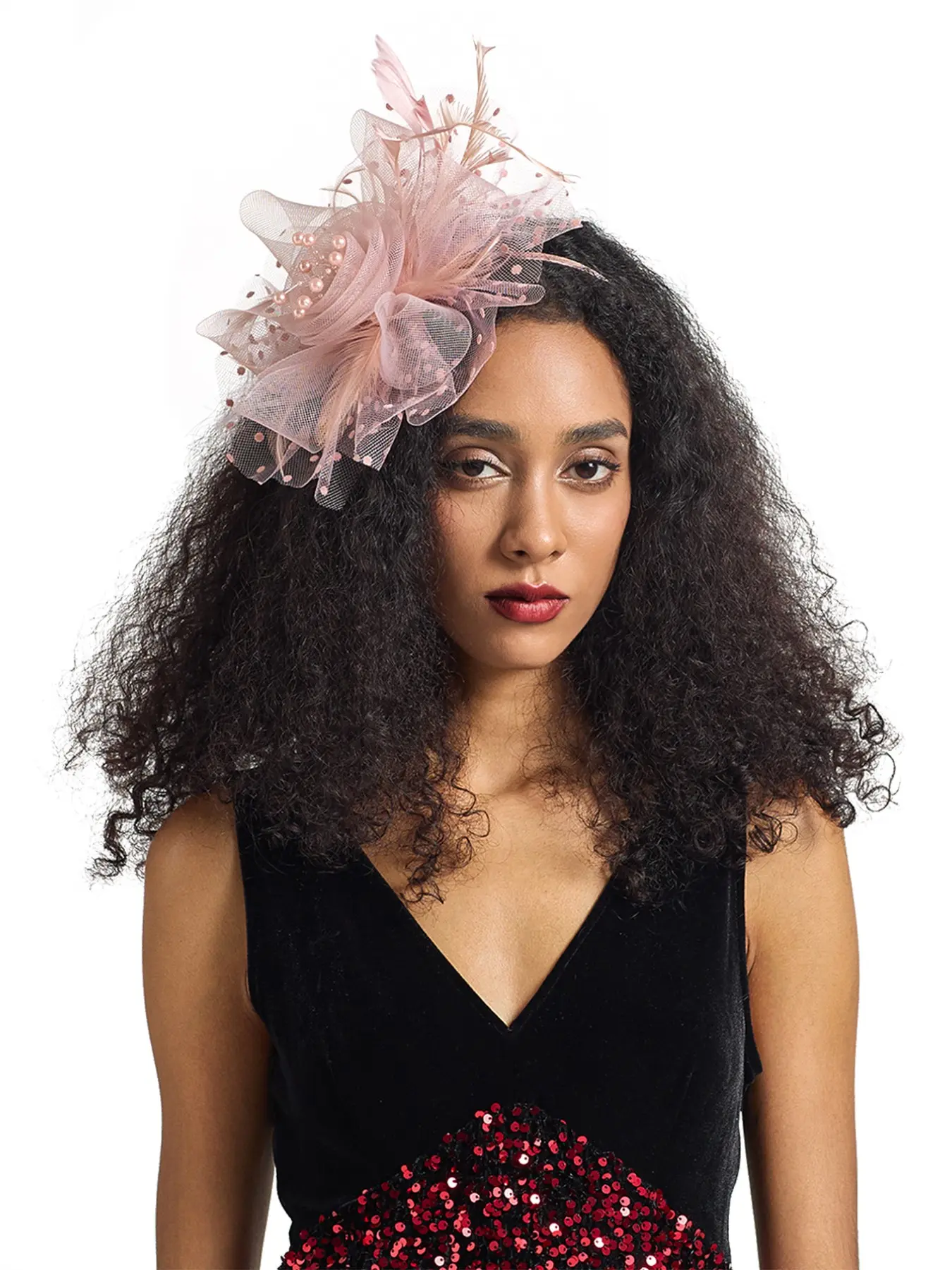 Elegant Fascinator Hat with Flower Mesh Feathers for Weddings Derby Tea Party YBYR 1pc Fascinator Hat For Women 50s & 60s Flower Mesh  main image 2