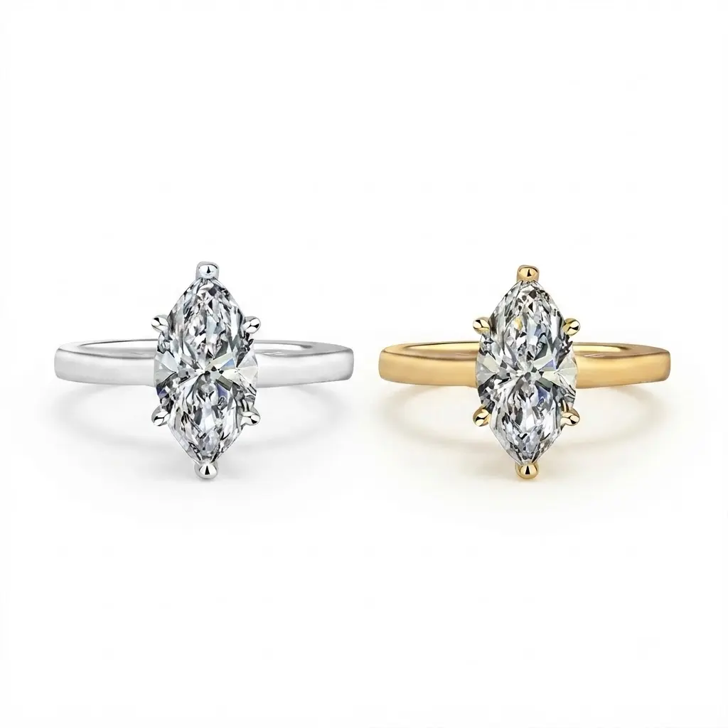 [EVA Jewelry] Marquise Cut 925 Sterling Silver Synthetic Moissanite Ring