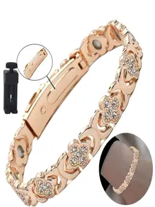 Lucky Four-Leaf Clover Women's Pure Copper Magnetic Bracelet, 3500 Gauss Strong Magnet, Anxiety Relief Stress Relief Sleep Aid Gift