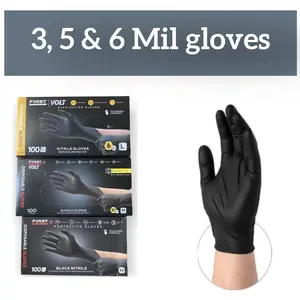 First Glove Black Nitrile Disposable Gloves