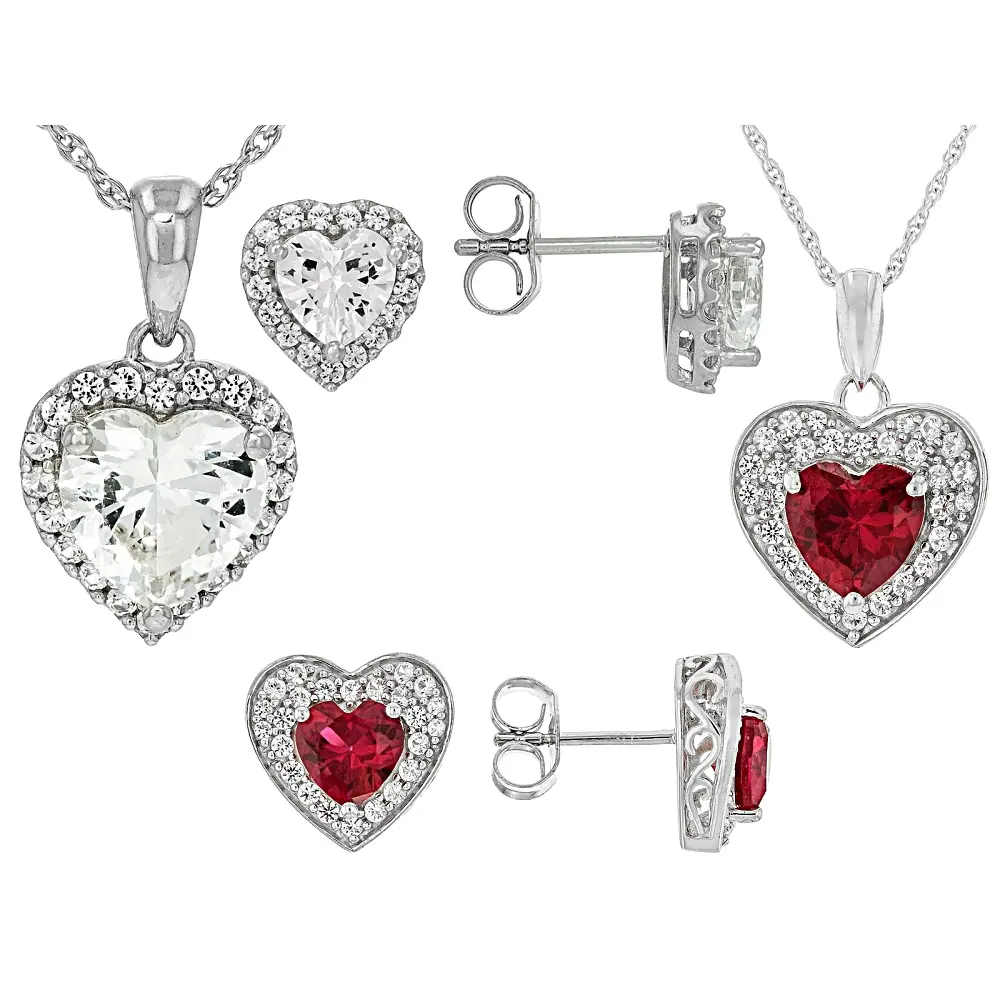 JTV Multi-Stone Rhodium Over Sterling Silver Pendant with Chain and Earrings Set 7.72ctw