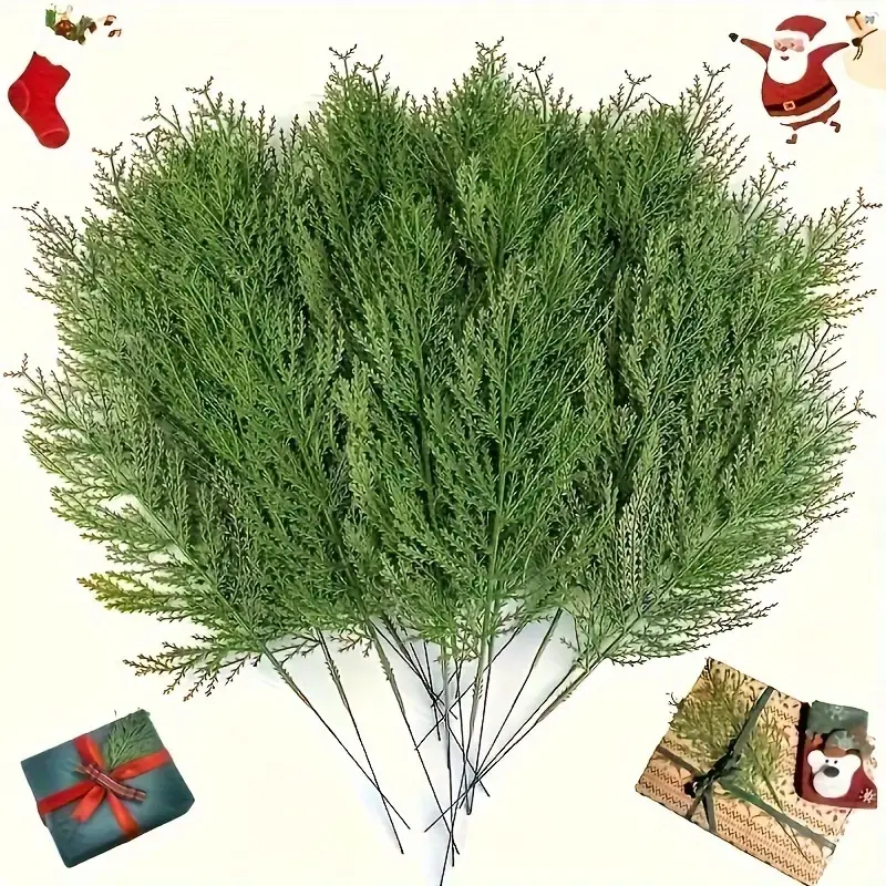 24 Pcs Artificial Christmas Tree Branches, Faux Pine Needles for Holiday Decorations, Perfect for Home & Garden Festive Celebrations
