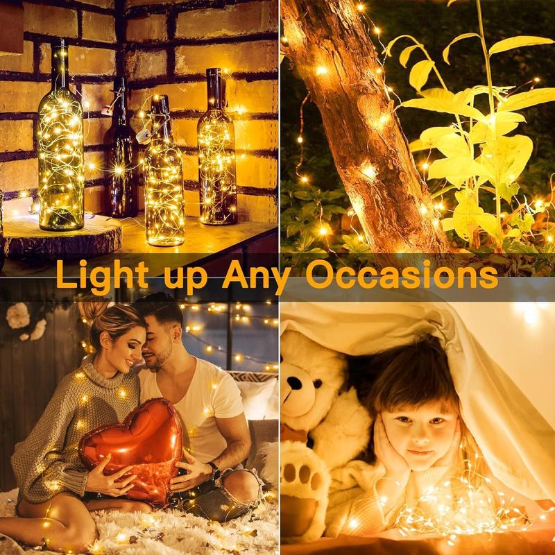 6 Pack Fairy Lights Battery Operated 7Ft 20 LED Mini String Lights Twinkle Lights Silver Wire Firefly Starry Moon Lights for Mason Jars Wedding Party Christmas Centerpiece Table Decorations,Warm White HOBAYS