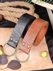 Renaissance Belt, Medieval Viking PU Leather Waistband, Halloween Rpg Brown Costume Accessory Prop, Cosplay, Retro Style, All Seasons