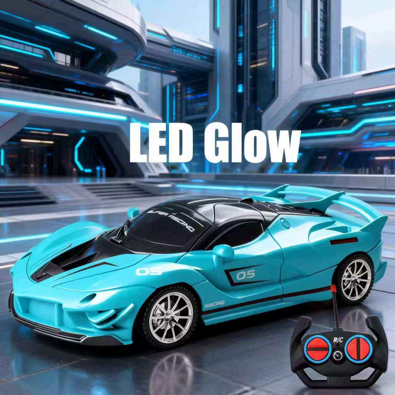 Cool Blue Remote Control Race Car - User-Friendly RC Toy for Boys & Girls, Ideal Birthday/Christmas Present，Easy to Control Fast Racing Toy