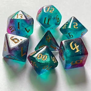 7pcs/set Bicolor Chameleon Multiaspect Dice Set Game Galaxy Accessories