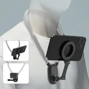 Magnetic Neck Mount for Phones, Neck Cell Phone Holder Pov/Vlog Selfie Mount Hand Free Phone Neck Holder Chest Stand Strap Video Recording for Iphone 16 15 14 13 12 Series Android Phones,Action Camera Accessories Smartphone Does not apply