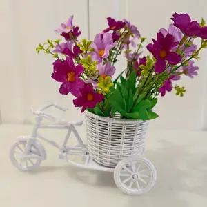 Artificial flower cart set, simulated artificial flower decorations for coffee tables, desktops, bicycles, silk flowers, plastic flowers, decorative wine cabinet ornaments, floral decor