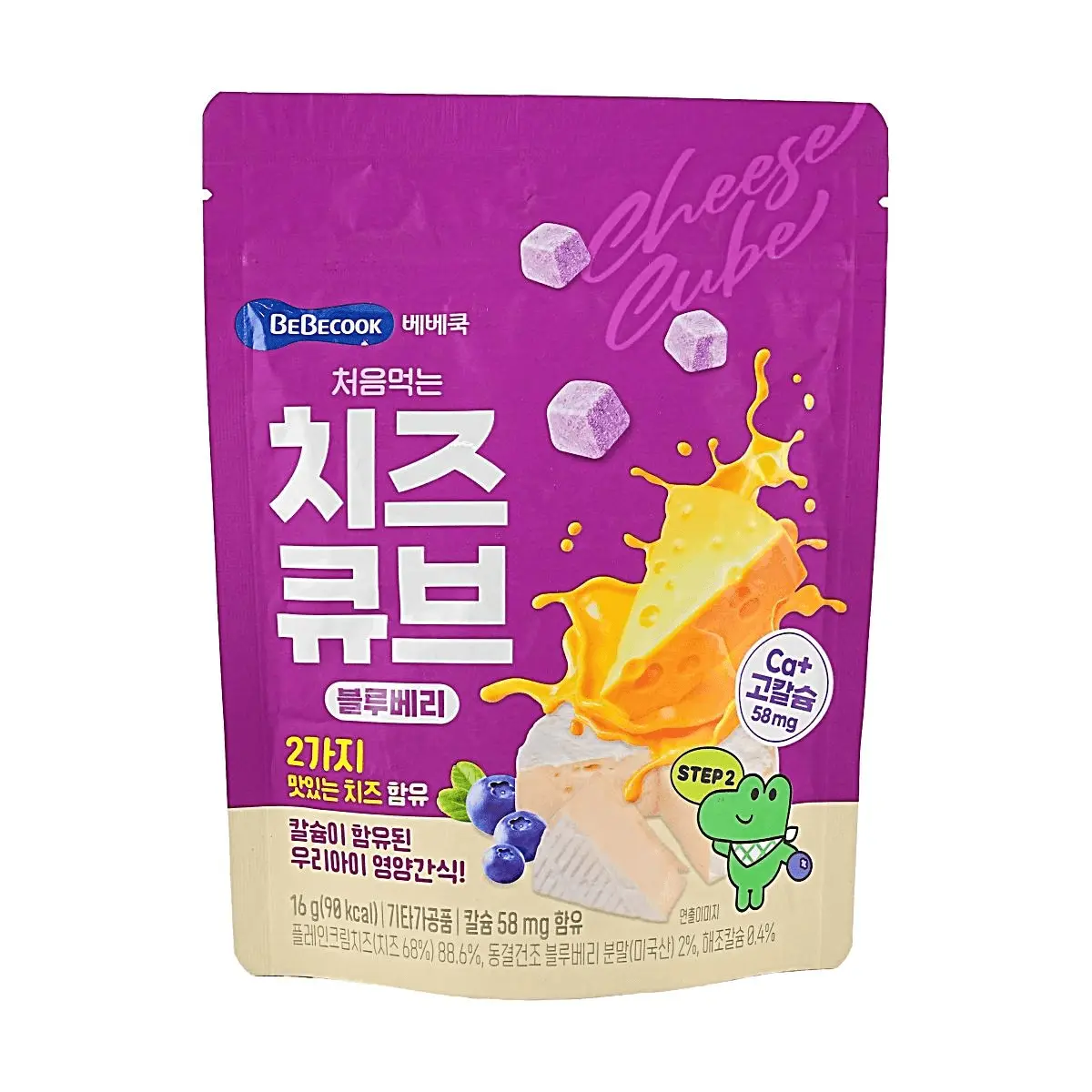 BeBecook Korean Blueberry Flavor First Cheese Snack for Babies - Healthy & Delicious Toddler Treat, 16g