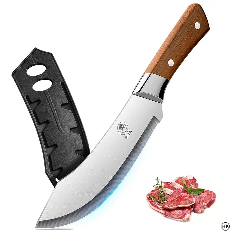 Ultra Sharp Stainless Steel Curved Knife, Professional Meat Cutting Knife, Multifunctional Kitchen Knife for Home and Restaurant