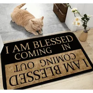 The Door Mat with The Words' I Am Lucky 'is Durable Soft, and Comfortable Suitable for All Seasons It Is Very Suitable for The Entrance Living Room Bedroom and Home Decoration It Is An Indoor Mat for The Front Door Decorative Rug