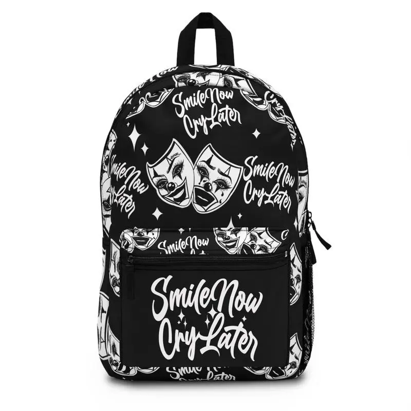 Smile Now Cry Later Backpack, Chican0 Style Bookbag, Laptop Backpack, Travel School Bag, Everyday Daypack, Streetwear Backpack for Men & Women