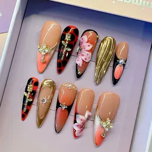 Minimani Spring Collections 10PCS Handmade Press On Nails Wedding Nails REUSABLEGel/Acrylic 2025 New arrival