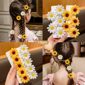 10pcs Children Sunflower Hair Clips Set, Cute Floral Design Accessories for Girls & Boys, Perfect for Daily Use & Special Occasions