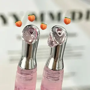 Peach Flavor Hydrating Lip Oil Balm, Long-Lasting Moisturizing Care, Bright Radiant Glossy Shine, Improves Dryness & Wrinkles, No Alcohol/aerosol