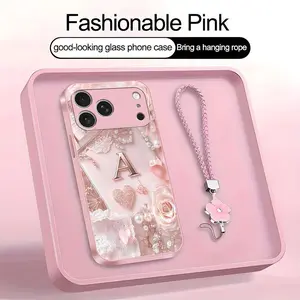 Lace Pearl Optical Illusion Art 2D Phone Case,Suitable for [iPhone 17 Pro] high-end women's, Lanyard a beautiful four-leaf clover lanyard is included🍀 952
