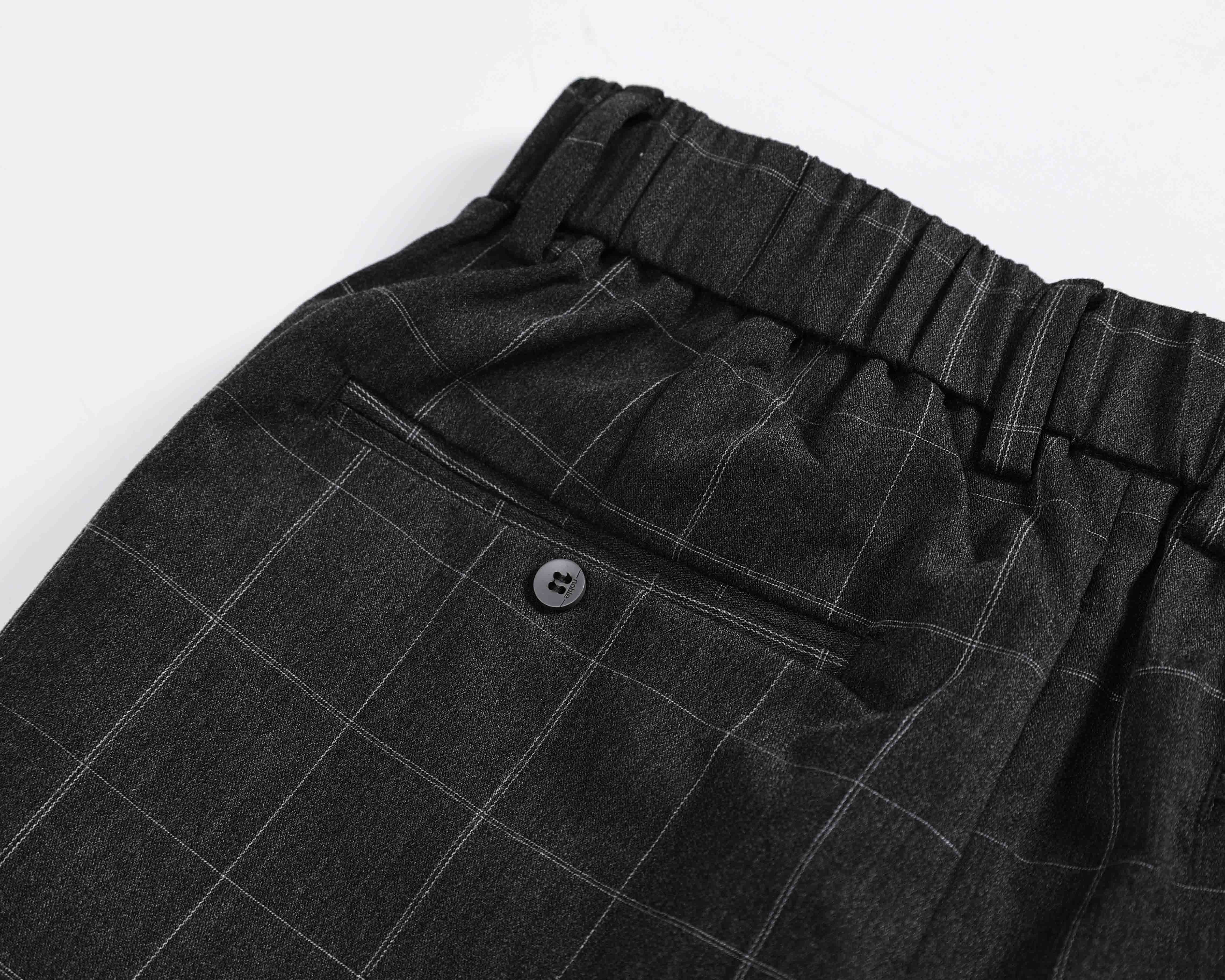 Clean Gent plaid button casual long pants, available in packs of 1/2/3 pieces; regular fit for comfortable everyday wear; men’s bottoms—casual fashion pants, casual athletic pants, casual street-style pants.