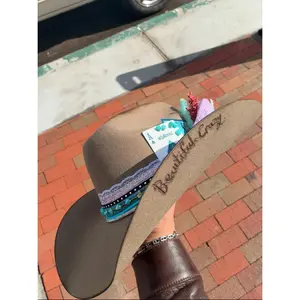 “Beautiful Crazy” Custom Western Hat — Turquoise, Lace & Feathers