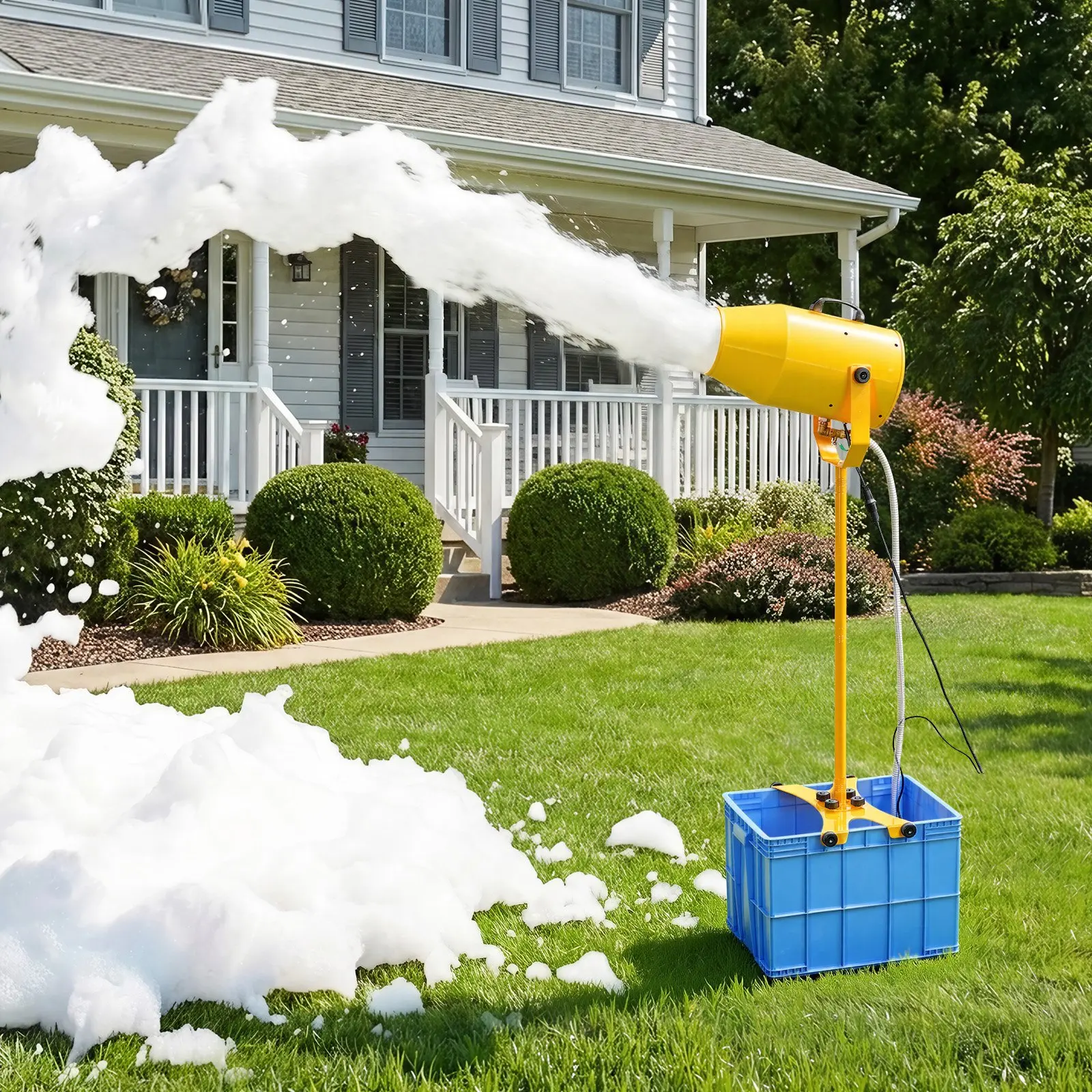 【Summerfinds】VEVOR Plastic Bubble Blower Foam Machine Foam Cannon, 9.84-16.40 ft Spray Distance, 74QT Water Tank, 120V, Steady Vertical Build, High-Flow Balanced Coverage, 1-Touch Quick Setup for Backyards, Pool Parties