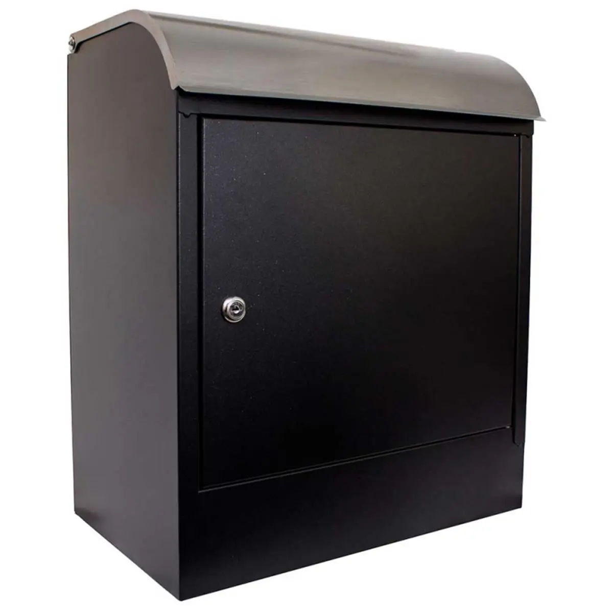 QualArc WF-PB018 Selma Locking Wall Mount Letter & Parcel Mailbox, Black - Stainless Steel