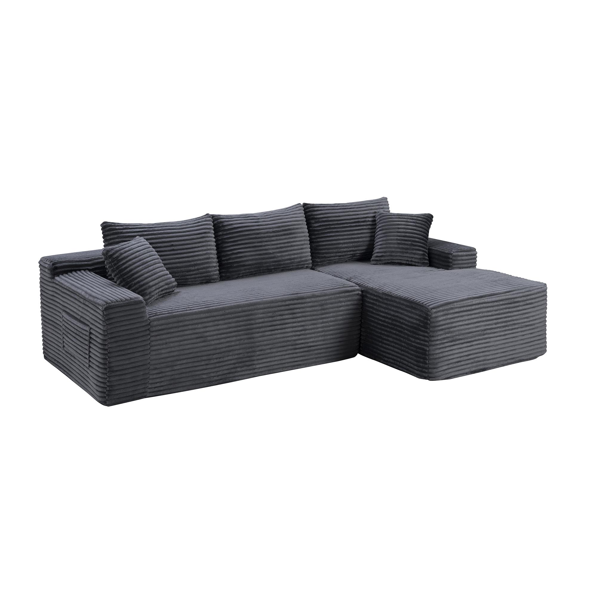94.5" Modular Sectional Couch with L-Shape Chaise, Boneless Sofa for Living Room,Modern Cloud Couch with Deep Seat,No Assembly Required,Loveset, Grey
