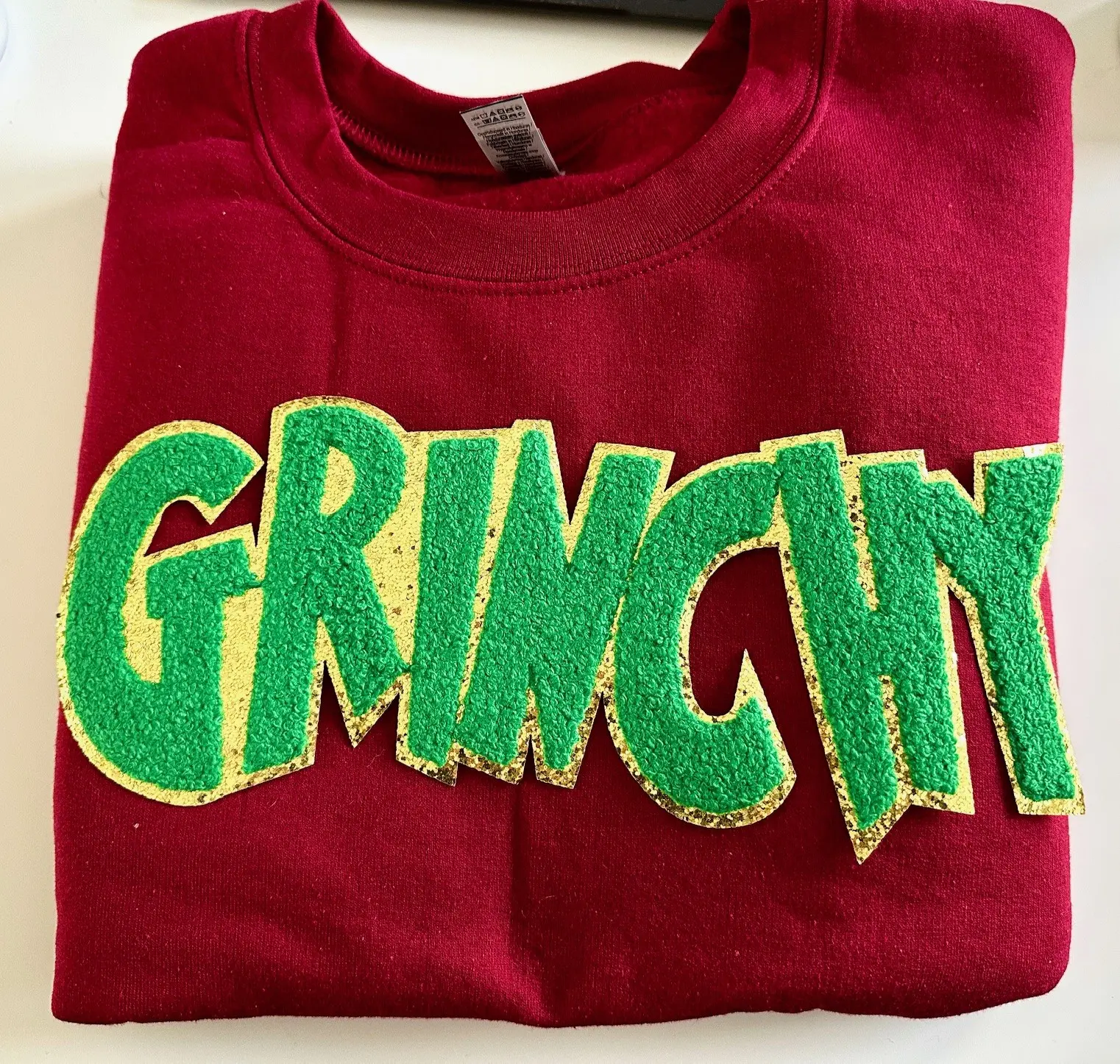 Green Grinchy Patch Sweatshirt, Womenswear Oversized Soft Sweaters Crewneck, Pullover Christmas sweater