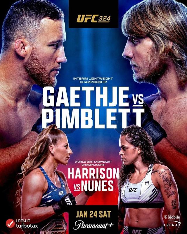 Ufc 324 Justin Gaethje Vs Paddy Pimblett Poster