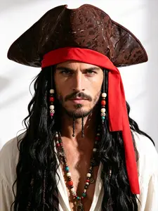 Role-playing wig Caribbean Pirates cosplay Captain Hook pirate hat curly hair role-playing prop