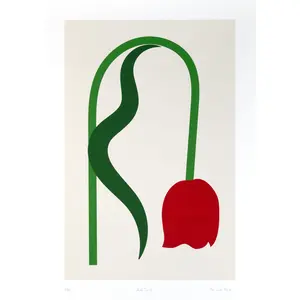 June Drop "Red Tulip Print" - Limited Edition Unframed Artwork for Room Decor & Wall Ornaments - Minimalist Contemporary Design