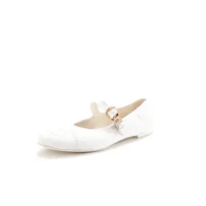 Pre-owned Chanel Women's CC Mary Jane Flats Embroidered Corduroy by Rebag