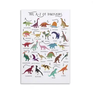 A-Z Dinosaur Alphabet Wall Art | Educational Toddler Poster | Non-Toxic Eco-Friendly Ink | Premium Aluminum Frame or Unframed Canvas Print for Kids Playroom