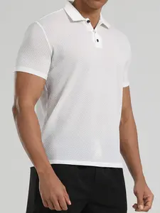 Men's Summer Ice Silk Lightweight Short Sleeve Polo Shirt, Cool Comfortable Breathable, Solid Color Collar Button, Versatile Casual Sportwear