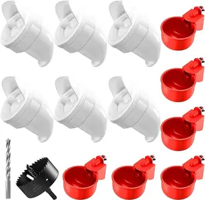 Chicken Feeder No Waste Automatic Poultry Feeder Ports, Manual DIY Chicken, 6 Set Chicken Feeders and Waterer Cups, Auto Chicken Feeder Kit