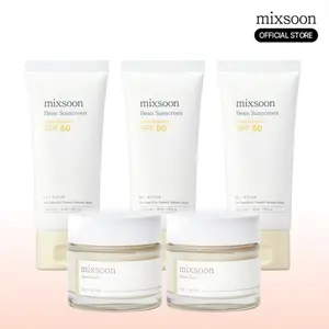 [3+2] mixsoon Korean Sunscreen & Bean Cream Bundle — SPF 50 Face Sunscreen 50ml + Glass Skin Moisturizer 50ml Nourishing Pomegranate