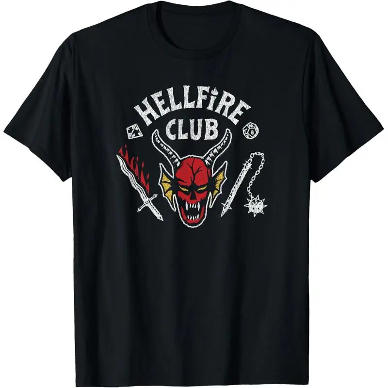 Men's Hellfire Club Skull Graphic Print T-Shirt, Casual 100% Cotton Fitted Cut Tops, Soft Breathable Short-Sleeve Unisex Streetwear, Shortsleeve, Chinese New Year, Round Neck, Basic, Biker, Easter, Fashion, Knot, Chic, Graduation, Korean, Party, Preppy, R