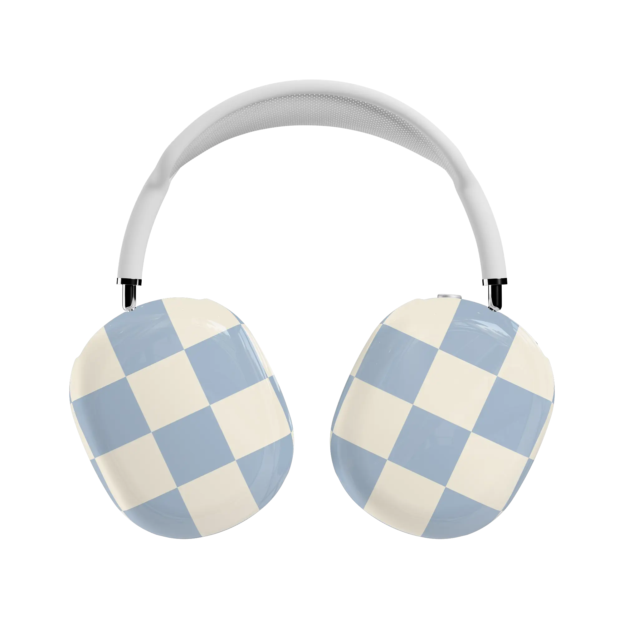AirPods Max Electronic Headphone Case, Snap-On Hard Shell Cover, Fit Check Design, Light Blue Checkerboard Pattern