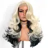 BLACKSWERN Feather Layers wig 13x6 HD Lace Front Glueless Synthetic wigs with bangs Pre-Plucked Natural Hairline 22inch